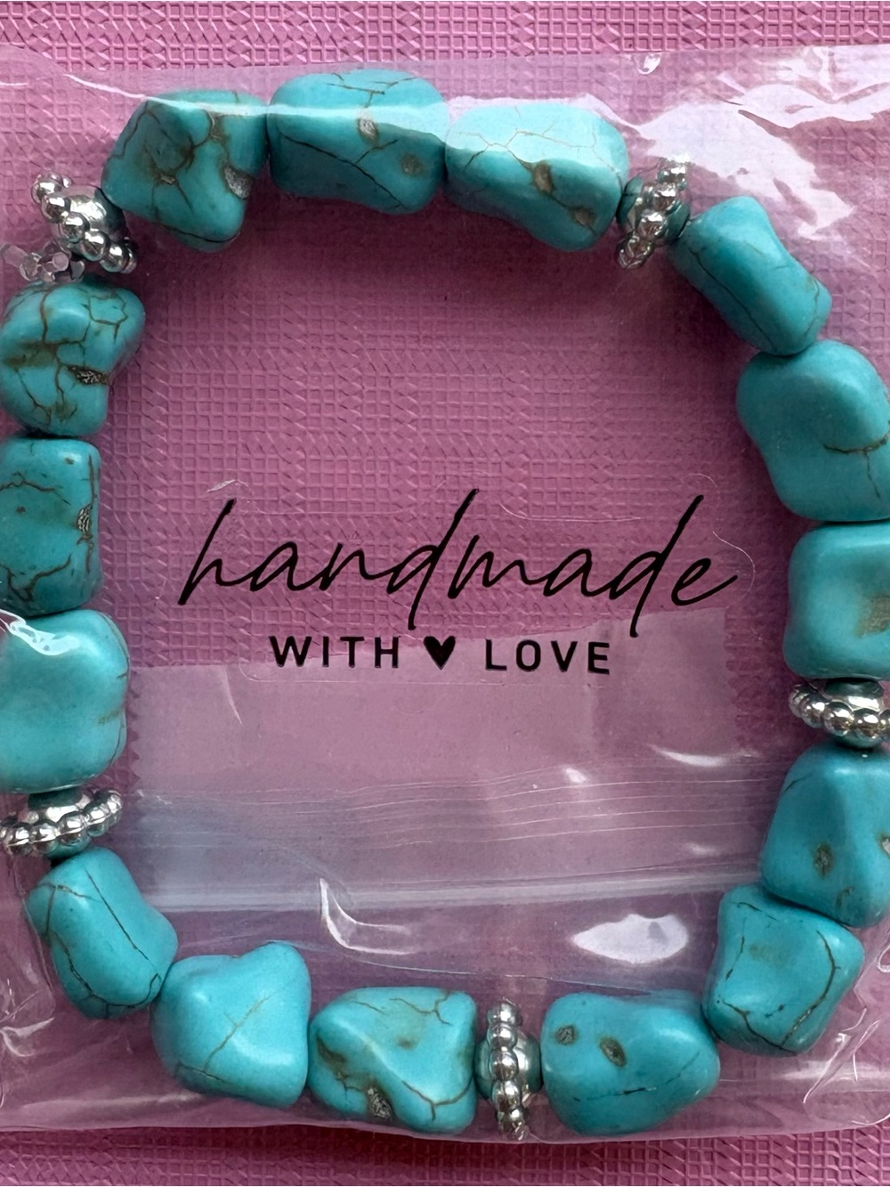 Handmade Turquoise Bead Stretch Bracelet